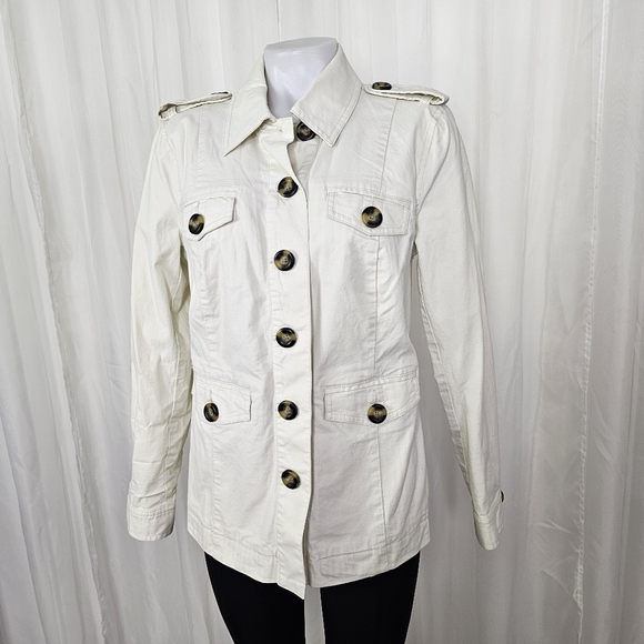 Cabi Kenya Safari Jacket Ivory Twill Size Medium - Picture 2 of 11